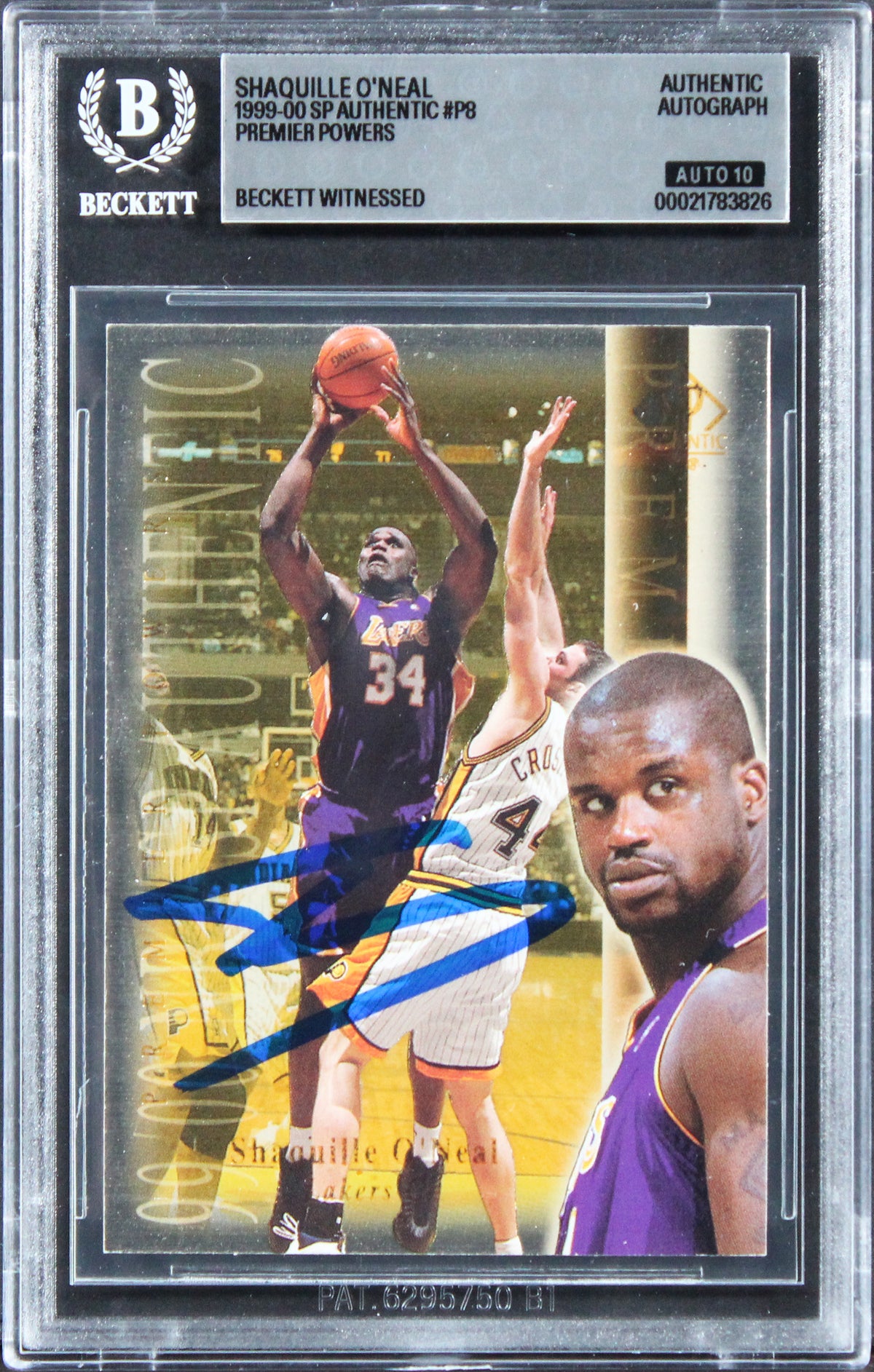 Lakers Shaquille O'Neal Signed 1999 SP Authentic #P8 Card Auto 10! BAS Slabbed