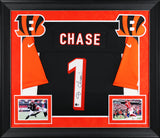 Bengals Ja'Marr Chase Signed Black TB Nike Limited Framed Jersey BAS Witnessed