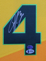 Giannis Antetokounmpo Signed Yellow Nike City Edition Framed Jersey BAS #N42090