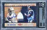 Joe Montana & Kurt Warner Signed 2002 Fleer Tradition #23 Card Auto 10! BAS Slab