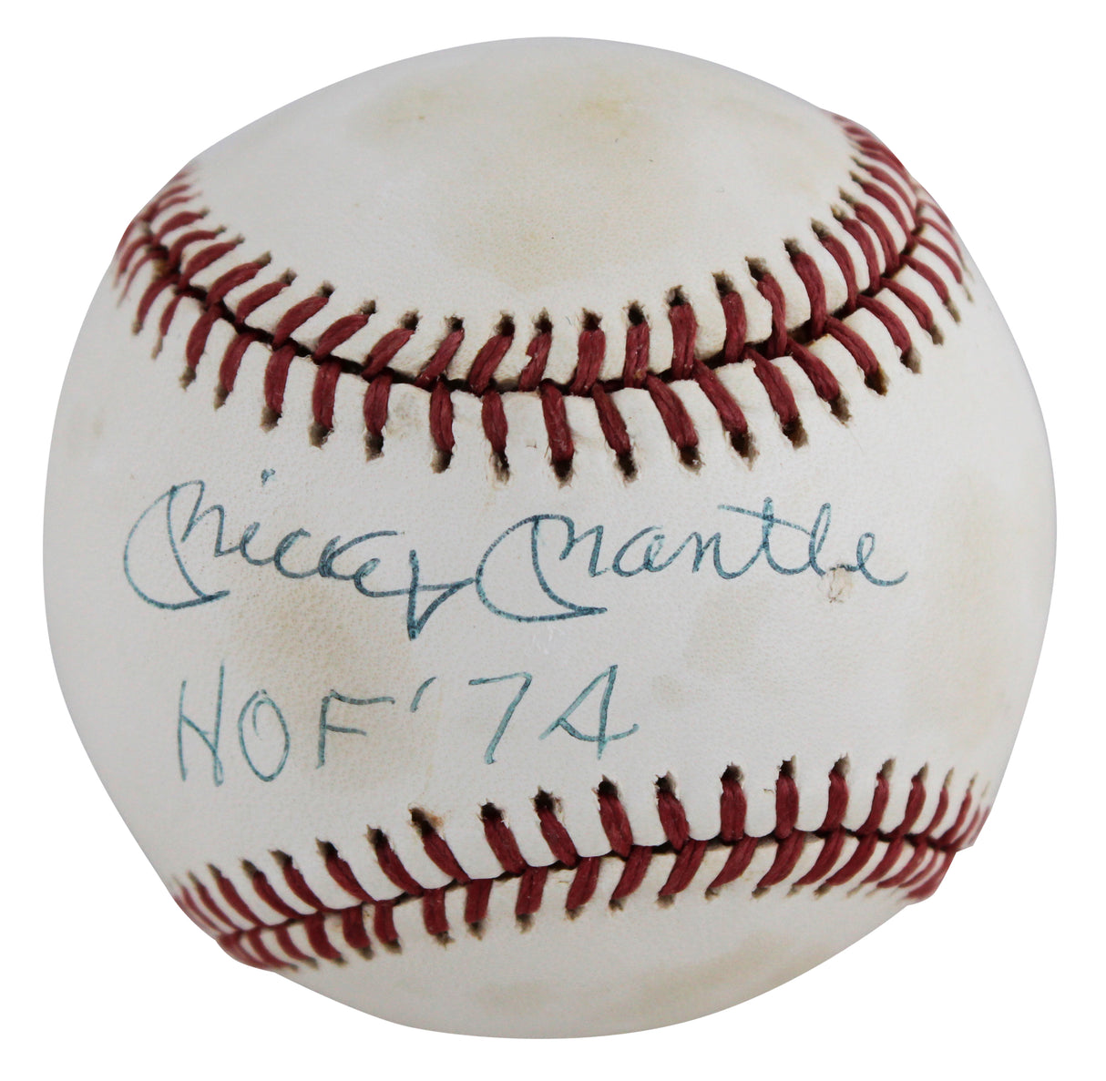 Yankees Mickey Mantle "HOF 74" Signed OAL Baseball Graded 7.5! PSA & JSA LOAs