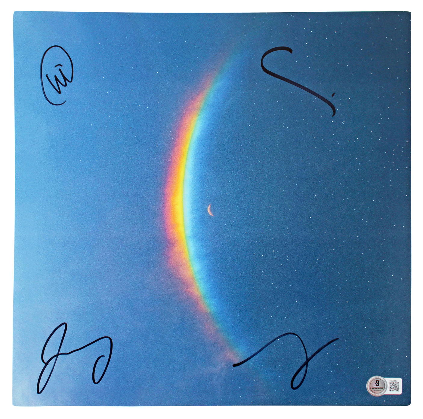Coldplay Martin, Berryman +2 Signed Moon Music Album Flat w/ Album & Vinyl BAS