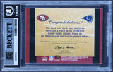 Joe Montana & Kurt Warner Signed 2002 Fleer Tradition #23 Card Auto 10! BAS Slab