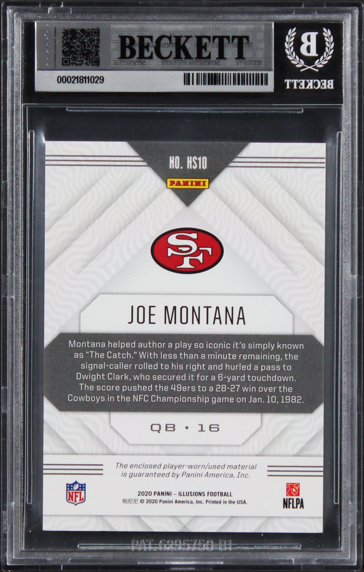49ers Joe Montana Signed 2020 Panini Illusions #10 Card Auto 10! BAS Slabbed 3