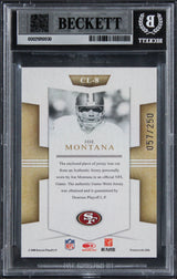 49ers Joe Montana Signed 2008 Donruss Threads #8 57/250 Card Auto 10! BAS Slab