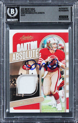 49ers Joe Montana Signed 2024 Absolute Gold #1 17/99 Card Auto 10! BAS Slabbed