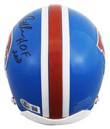 Broncos Floyd Little "HOF 2010" Signed VSR4 Rep Mini Helmet BAS #BV01102