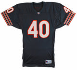 Bears Gale Sayers "Best Wishes" Signed Navy Blue Champion Jersey BAS #BV01101