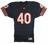 Bears Gale Sayers "Best Wishes" Signed Navy Blue Champion Jersey BAS #BV01101