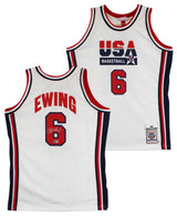 Knicks Patrick Ewing Signed White M&N 1992 USA Authentic Jersey BAS #BV01199