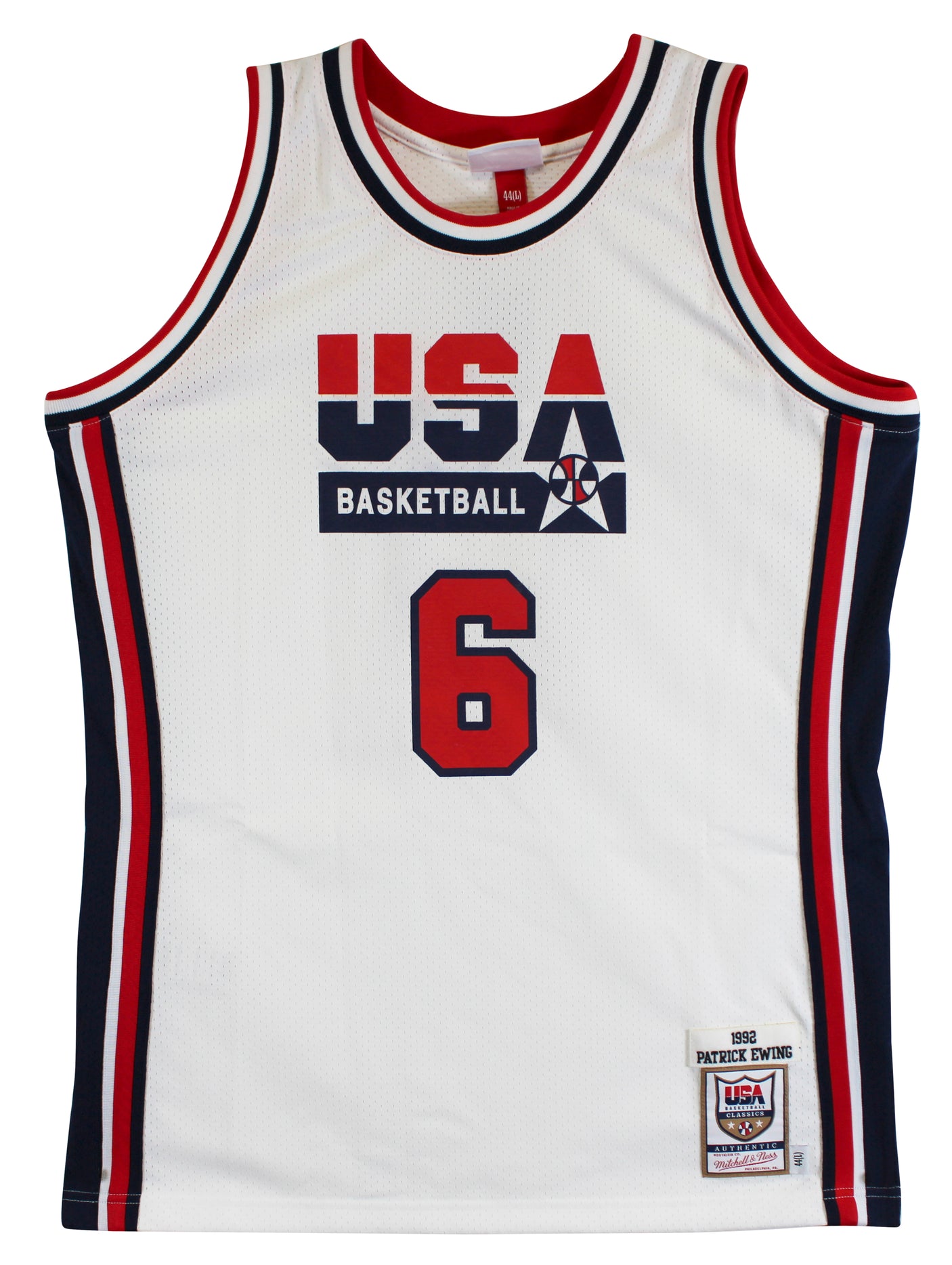 Knicks Patrick Ewing Signed White M&N 1992 USA Authentic Jersey BAS #BV01199