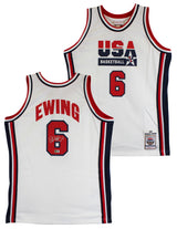 Knicks Patrick Ewing Signed White M&N 1992 USA Authentic Jersey BAS #BV01198