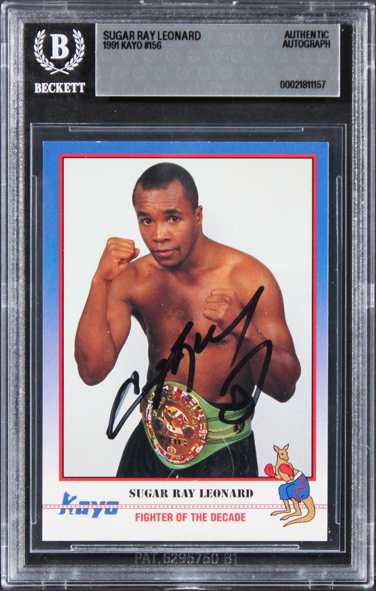 Sugar Ray Leonard Authentic Signed 1991 Kayo #156 Card Autographed BAS Slabbed