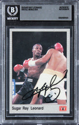 Sugar Ray Leonard Authentic Signed 1991 All World #24 Card BAS Slabbed