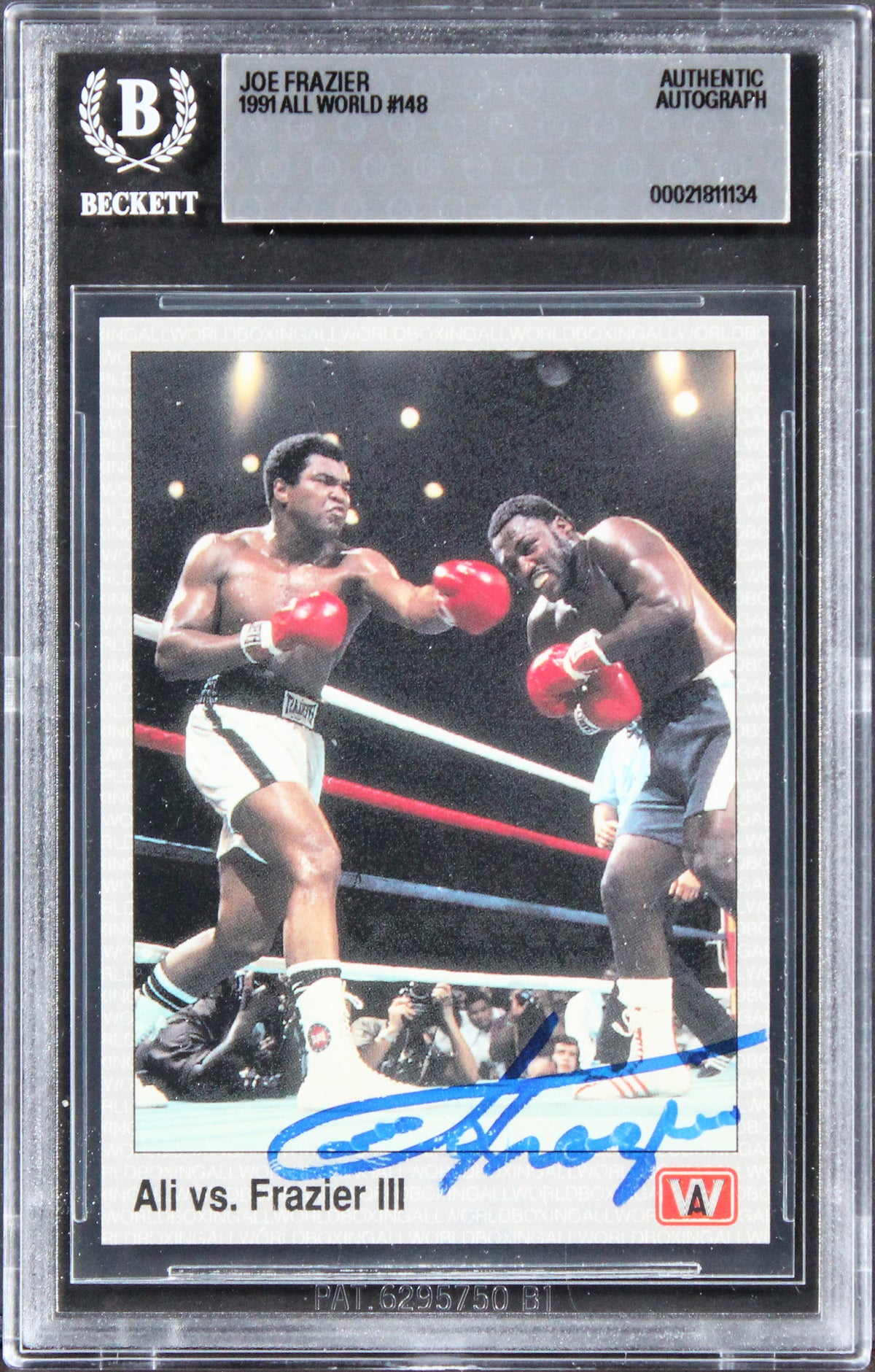 Joe Frazier Authentic Signed 1991 All World #148 Card Autographed BAS Slabbed
