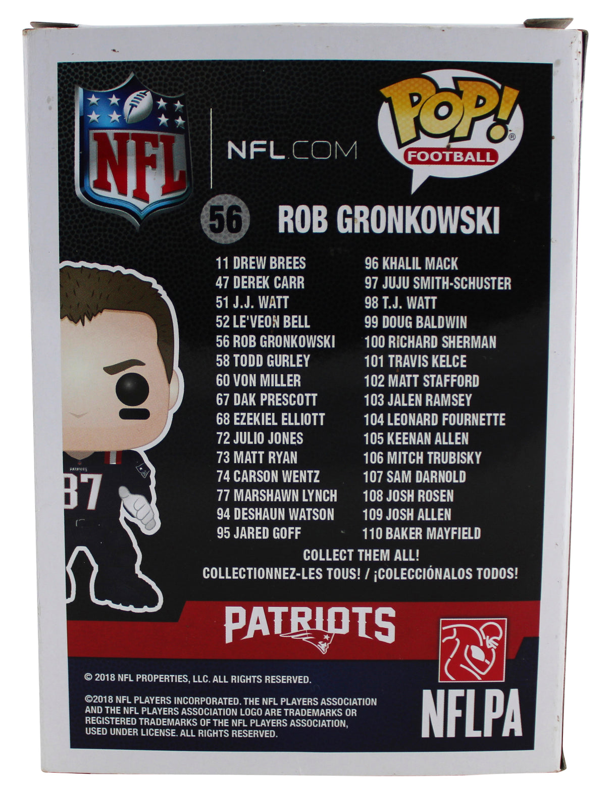 Patriots Rob Gronkowski Signed Patriots #56 Funko Pop Vinyl Figure BAS #BQ56273