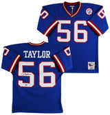 Giants Lawrence Taylor Signed 1986 Blue M&N Throwback Authentic Jersey BAS
