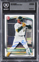 Athletics Leo De Vries Authentic Signed 2025 Bowman Draft #BD87 Card BAS Slabbed