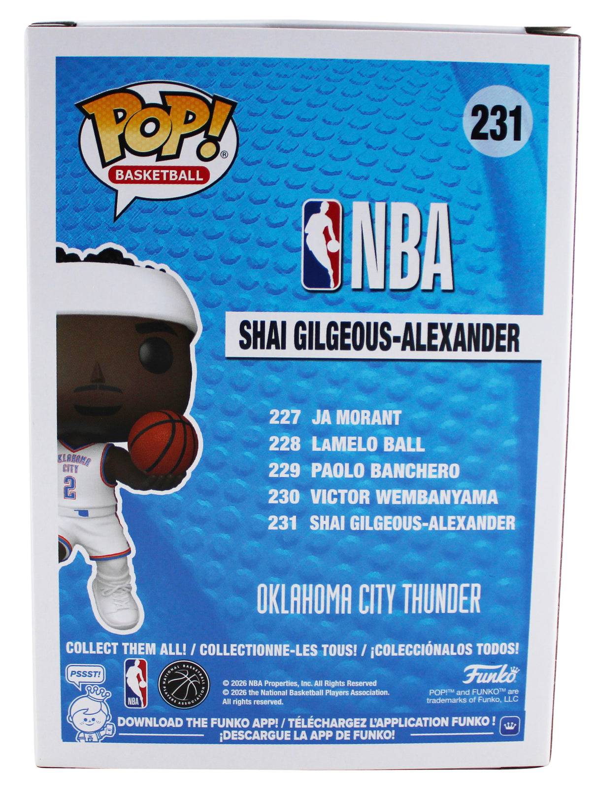 Thunder Shai Gilgeous-Alexander Signed OKC #231 Funko Pop Figure JSA #CE80228