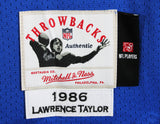 Giants Lawrence Taylor Signed 1986 Blue M&N Throwback Authentic Jersey BAS