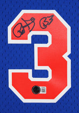 Knicks Patrick Ewing Authentic Signed Blue 1991-92 M&N Framed Jersey BAS