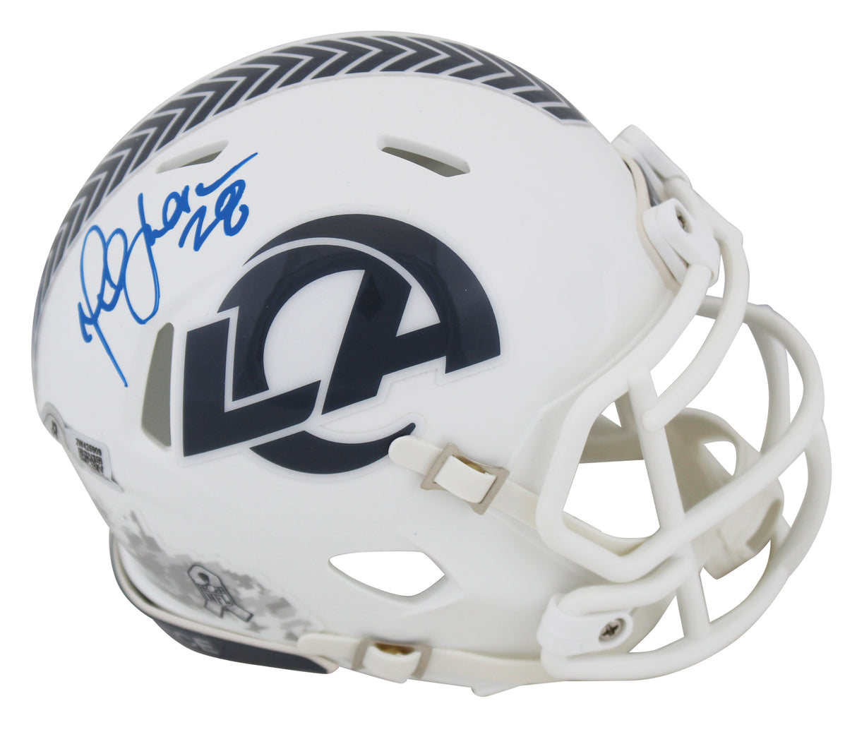 Rams Marshall Faulk Signed Salute To Service III Speed Mini Helmet BAS Witnessed