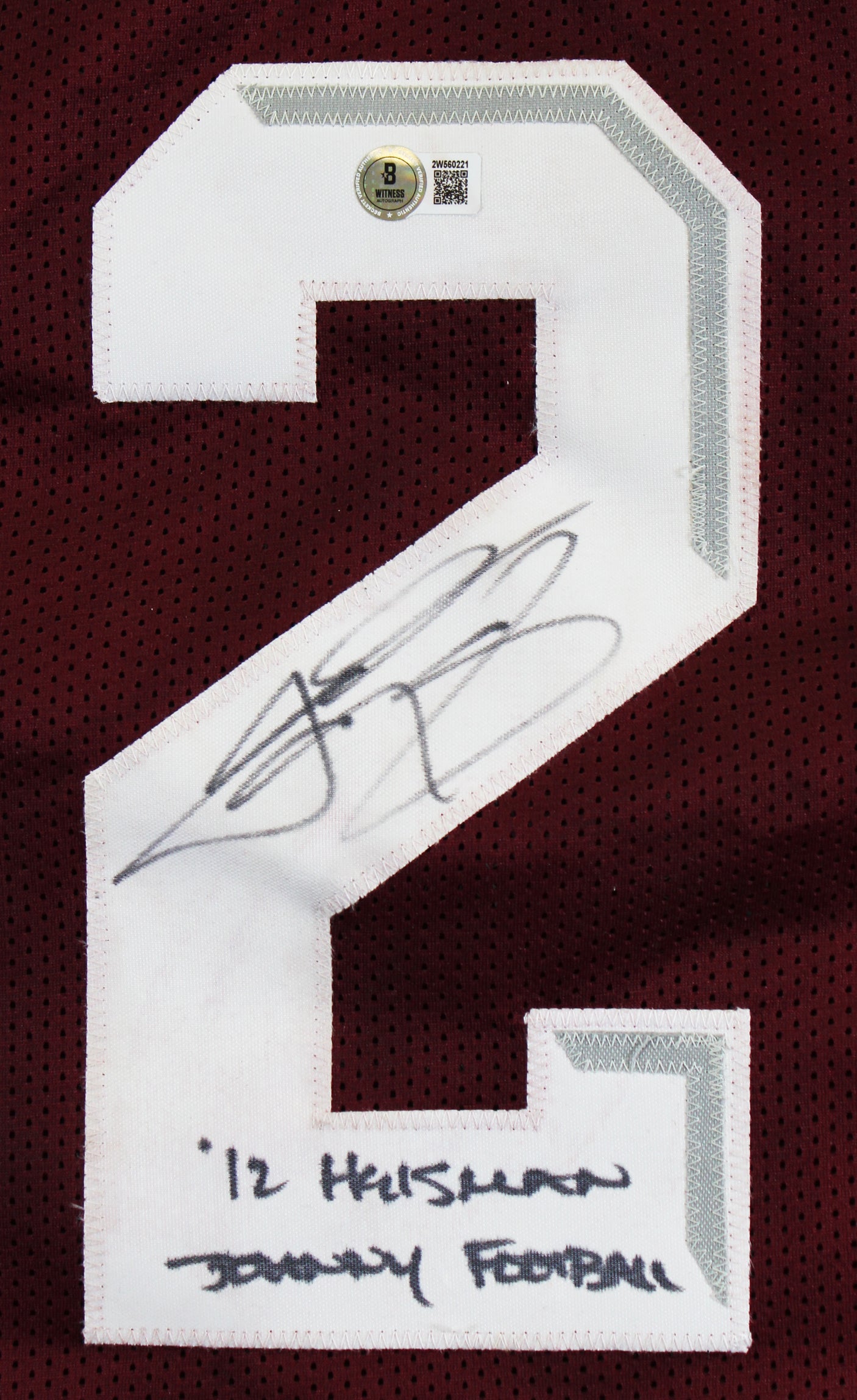 Texas A&M Johnny Manziel "2x Insc" Signed Maroon Pro Style Jersey BAS #2W560221