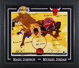 Michael Jordan & Magic Johnson Authentic Signed 16x20 Framed Photo BAS #AC020735