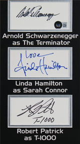Terminator 2 (3) Schwarzenegger, Hamilton & Patrick Signed Framed Display BAS 2