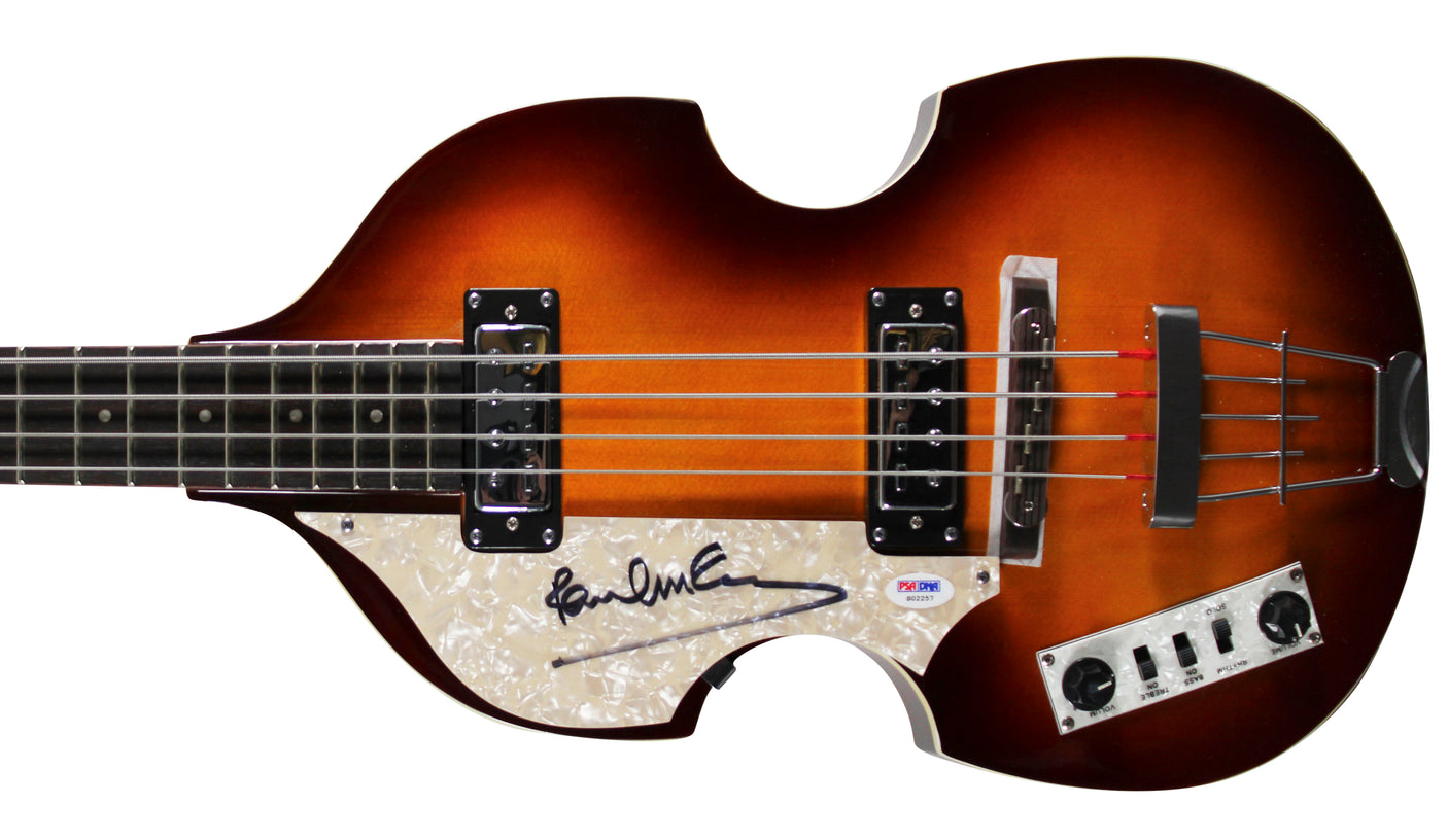 Paul McCartney The Beatles Signed Left Handed Hofner Violin Bass Guitar PSA/DNA