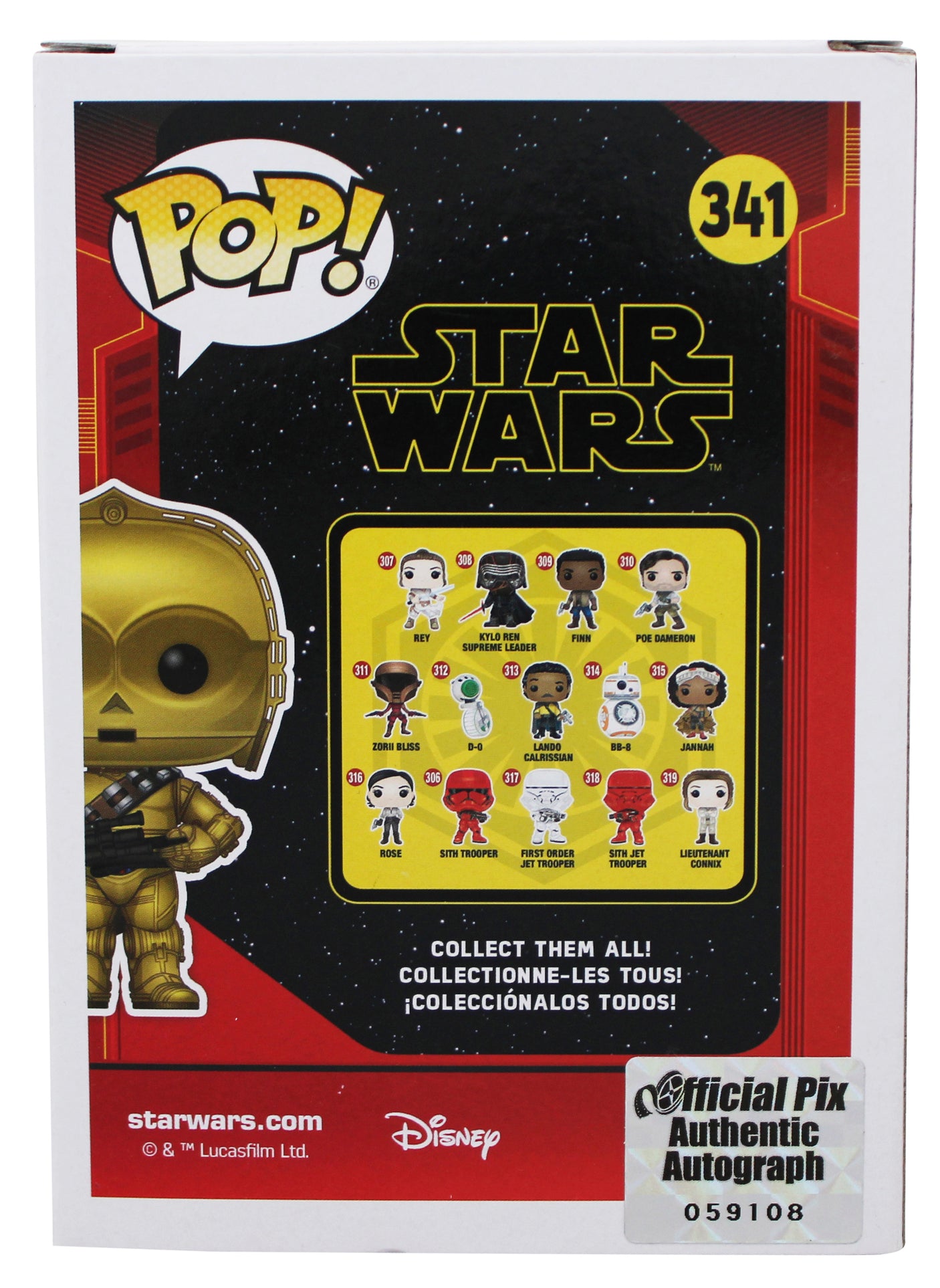 Anthony Daniels Star Wars "C-3PO" Signed #341 Funko Pop Figure BAS #BU60493