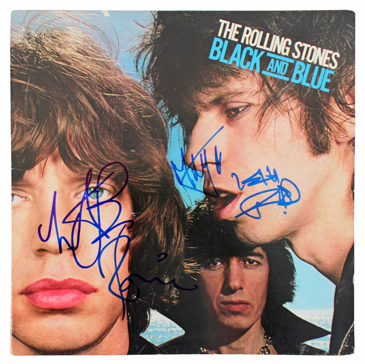 Rolling Stones (4) Jagger, Richards, Wood +1 Signed Album Cover BAS #AB07769