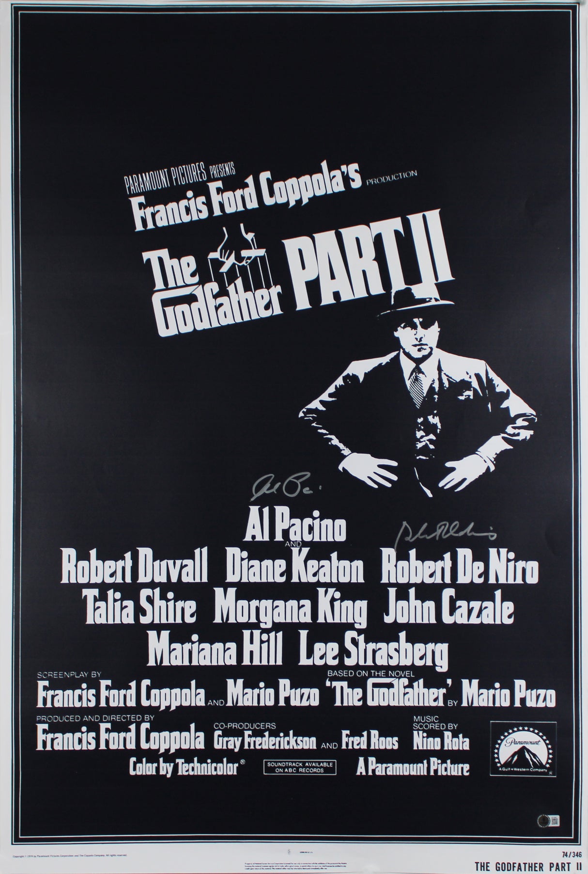 Al Pacino & Robert De Niro The Godfather Authentic Signed 27x40 Poster BAS LOA