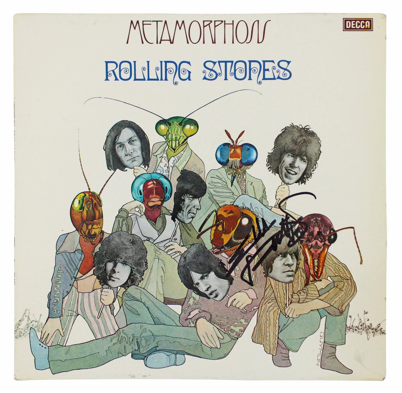 Keith Richards The Rolling Stones Signed Metamorphosis Album Cover BAS #A00798