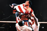 Sylvester Stallone Rocky Signed Horizontal Flag 16x24 Photo BAS #AE09500