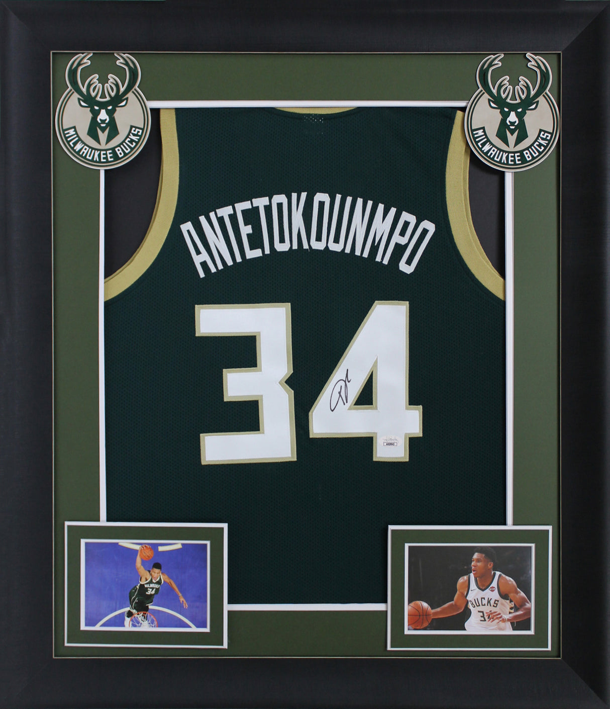 Giannis Antetokounmpo Authentic Signed Green Pro Style Framed Jersey JSA