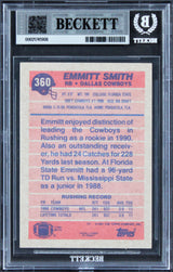 Cowboys Emmitt Smith Signed 1991 Topps #360 Rookie Card Auto 10! BAS Slabbed