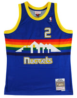 Nuggets Alex English "Career Stat" Signed Blue M&N 87-88 TB Jersey BAS #3W197629