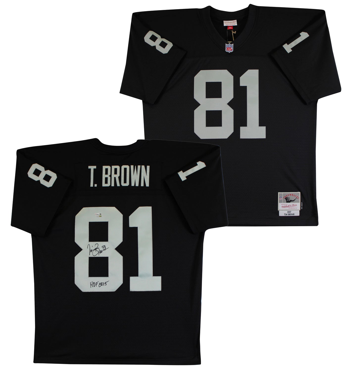 Raiders Tim Brown "HOF 2015" Authentic Signed Black M&N TB Jersey Fanatics