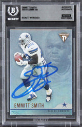 Cowboys Emmitt Smith Signed 2001 Titanium #38 Card Auto Grade 10! BAS Slabbed