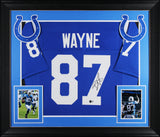Reggie Wayne Authentic Signed Blue Pro Style Framed Jersey BAS Witnessed