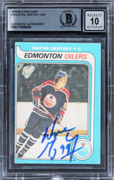 Oilers Wayne Gretzky Signed 1979 O-Pee-Chee #18 UER RC Card Auto 10! BAS Slab 1
