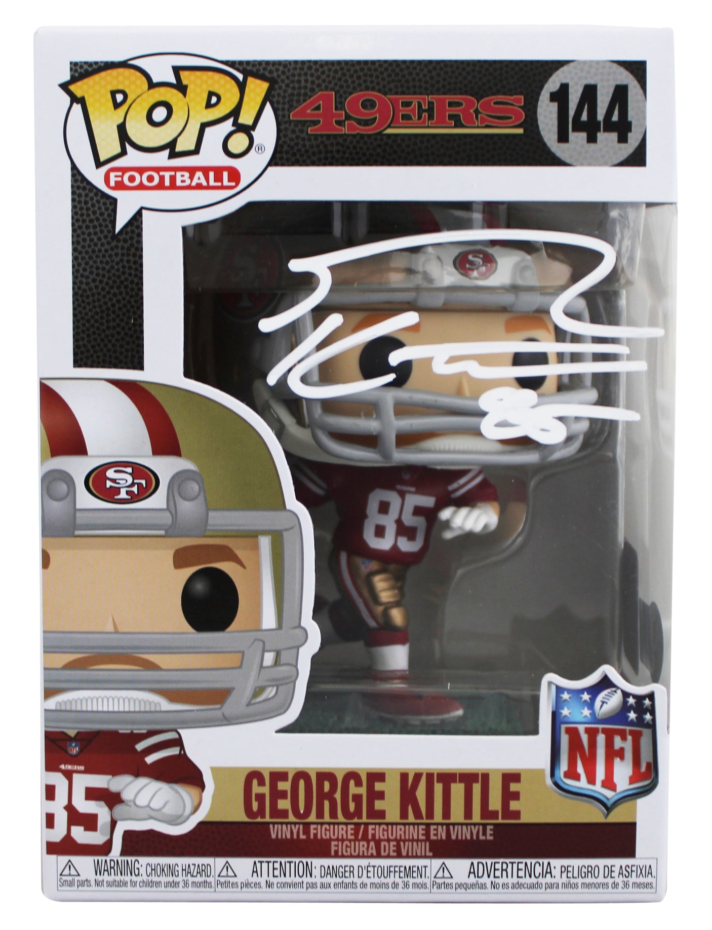 49ers George Kittle Authentic Signed #144 Funko Pop Vinyl Figure BAS Witnessed
