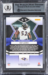 Ravens Ray Lewis Signed 2022 Panini Mosaic #19 Card Auto Graded 10! BAS Slabbed