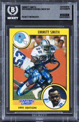 Emmitt Smith Signed 1991 Kenner Starting Lineup #24 Card Auto GM 10! BAS Slabbed