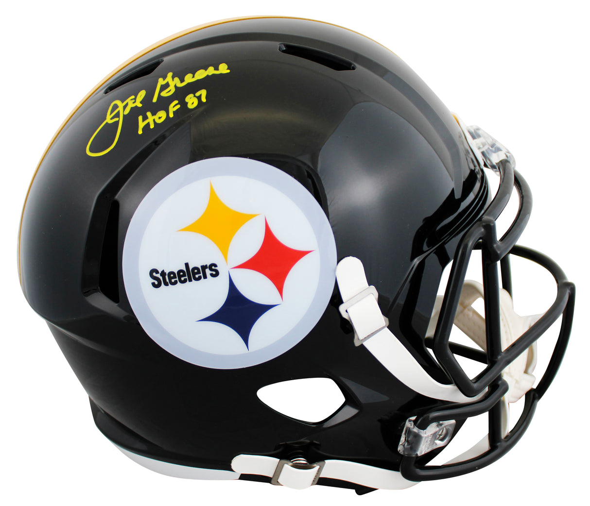 Steelers Joe Greene "HOF 87" Signed Full Size Speed Rep Helmet W/ Case BAS Wit 2