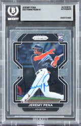 Astros Jeremy Pena 2022 Panini Prizm #17 Rookie Card Autographed BAS Slabbed