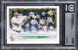 Padres Manny Machado Authentic Signed 2022 Topps Holiday #HW143 Card BAS Slabbed