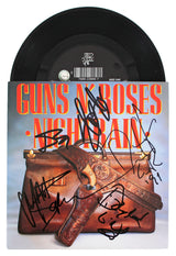 Guns N' Roses (5) Slash, McKagan +3 Signed 45 Album Cover W/ Vinyl BAS #AC86968