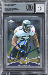 Ravens Ray Lewis Signed 2012 Topps Chrome #121 Card Auto Graded 10! BAS Slabbed